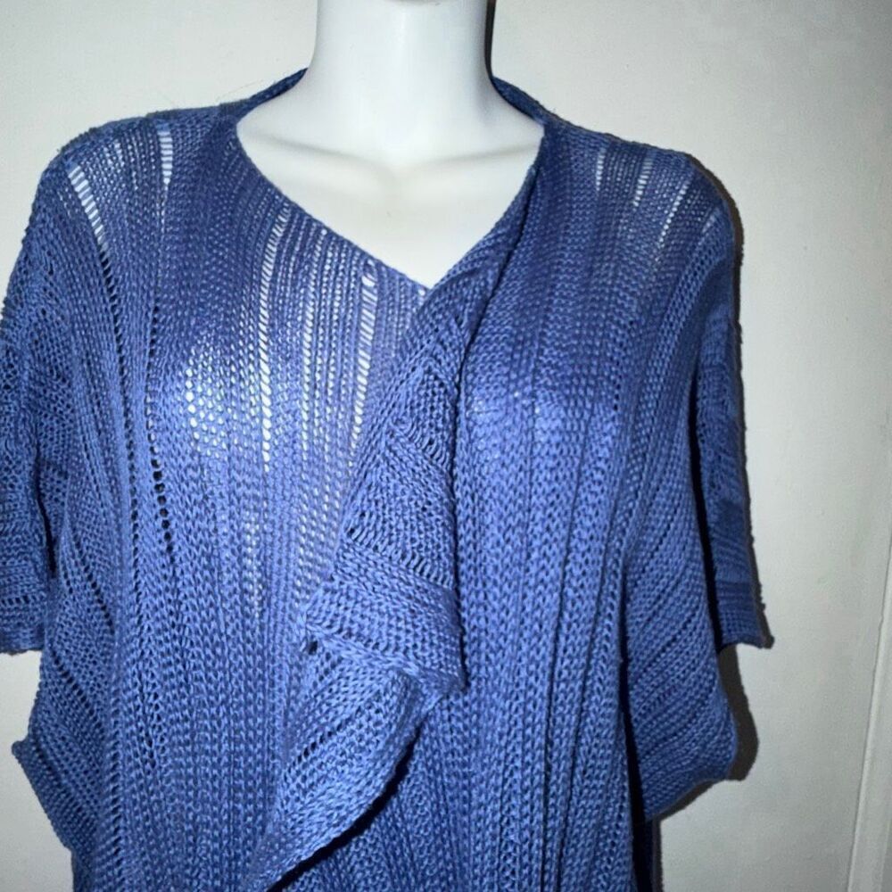 ZUZA BART Cornflower Blue Linen Knit Open Front Cardigan - Picture 2 of 9